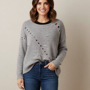 Revolve One Grey Day Grace Sweater Merino Alpaca Wool Knit Coastal Brown